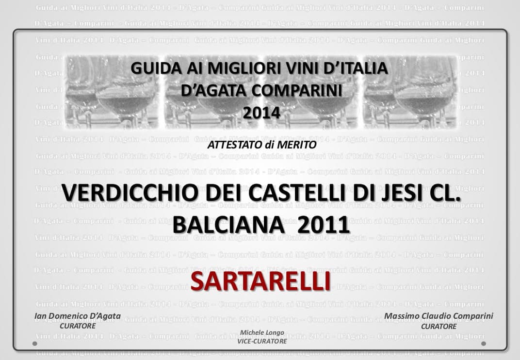 Balciana Sartarelli 2011 - Guida ai Migliori Vini d’Italia 2014
